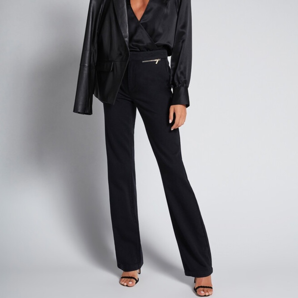 PAIGE Blake Navy Pant with Gold zipper pockets